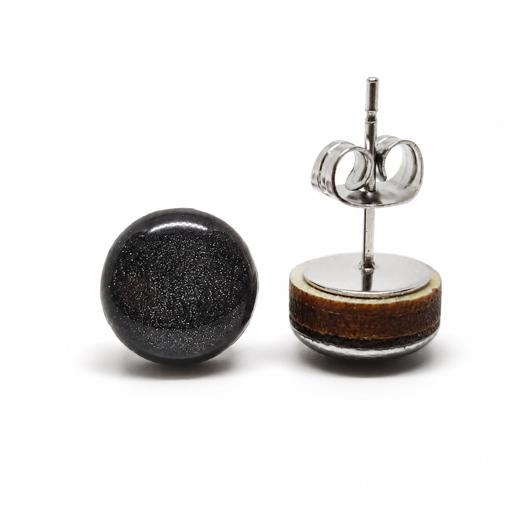 Gunmetal Grey Shimmer Stud Earrings by Candi Cove Designs