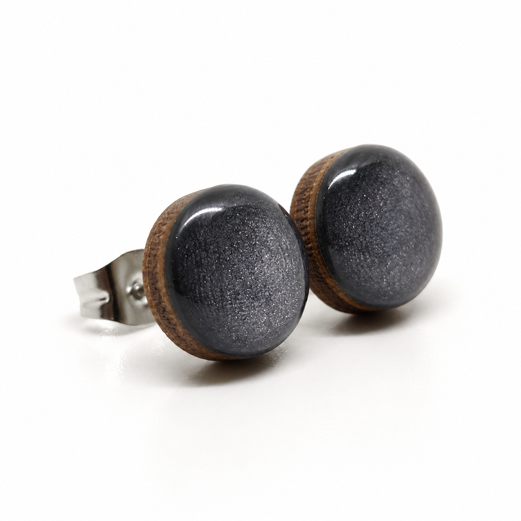 Gunmetal Grey Shimmer Stud Earrings by Candi Cove Designs