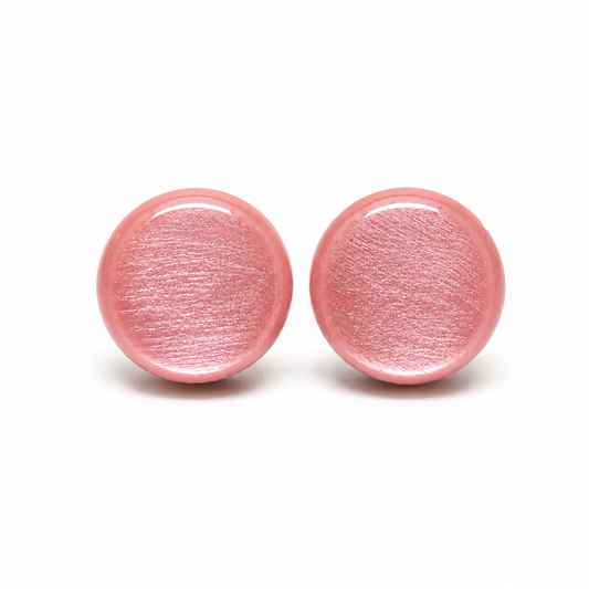 Pink Quartz Shimmer Stud Earrings by Candi Cove Designs