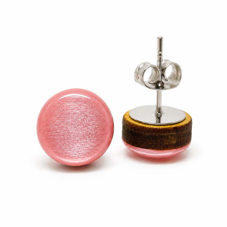 Pink Quartz Shimmer Stud Earrings by Candi Cove Designs