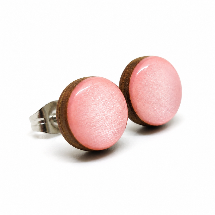 Pink Quartz Shimmer Stud Earrings by Candi Cove Designs