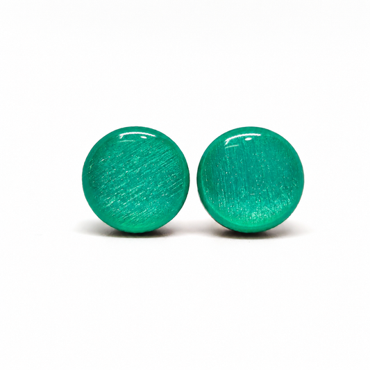 Teal Shimmer Stud Earrings by Candi Cove Designs