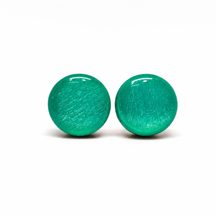 Teal Shimmer Stud Earrings by Candi Cove Designs