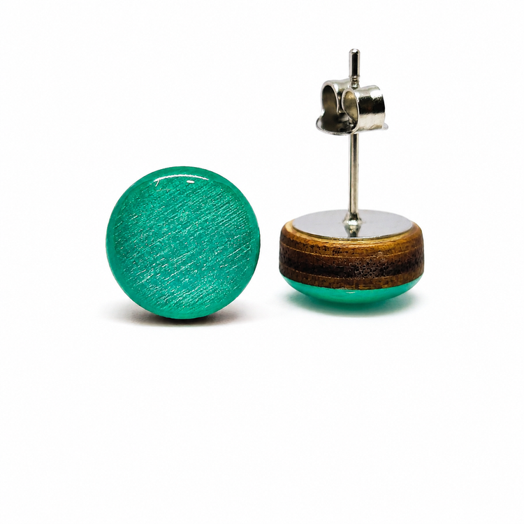 Teal Shimmer Stud Earrings by Candi Cove Designs