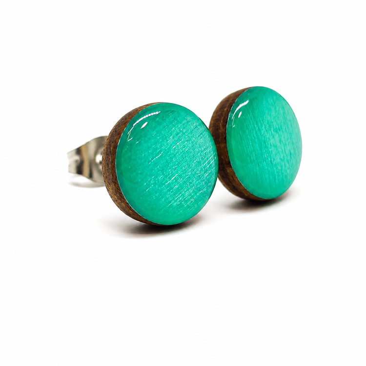 Teal Shimmer Stud Earrings by Candi Cove Designs