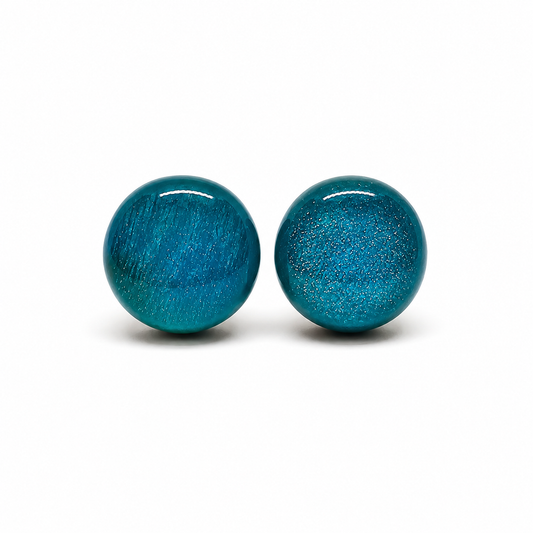 Turquoise Shimmer Stud Earrings by Candi Cove Designs