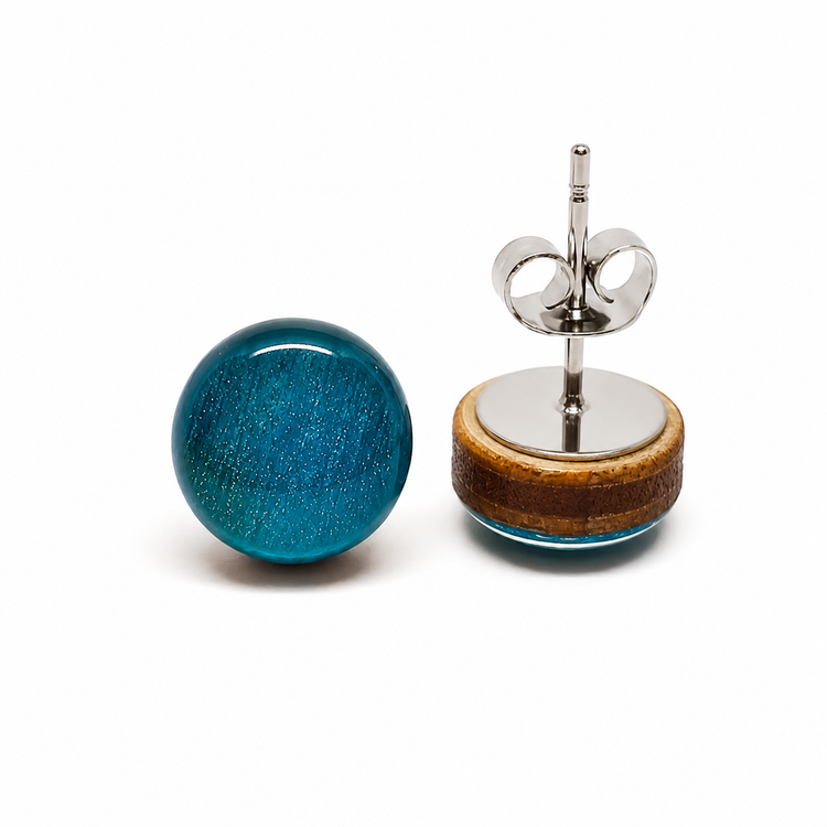 Turquoise Shimmer Stud Earrings by Candi Cove Designs