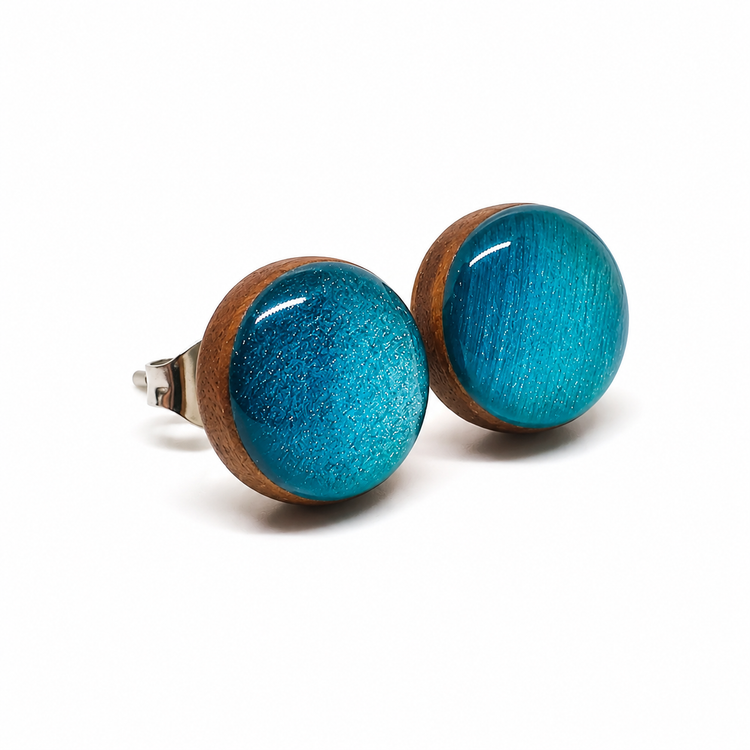 Turquoise Shimmer Stud Earrings by Candi Cove Designs