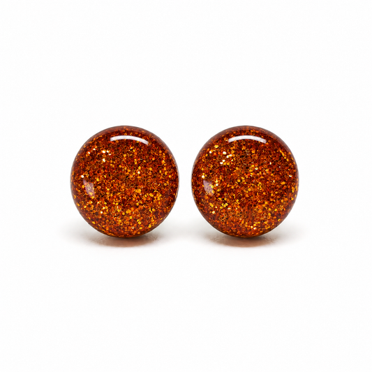 Terracotta Orange Sparkle Stud Earrings by Candi Cove Designs