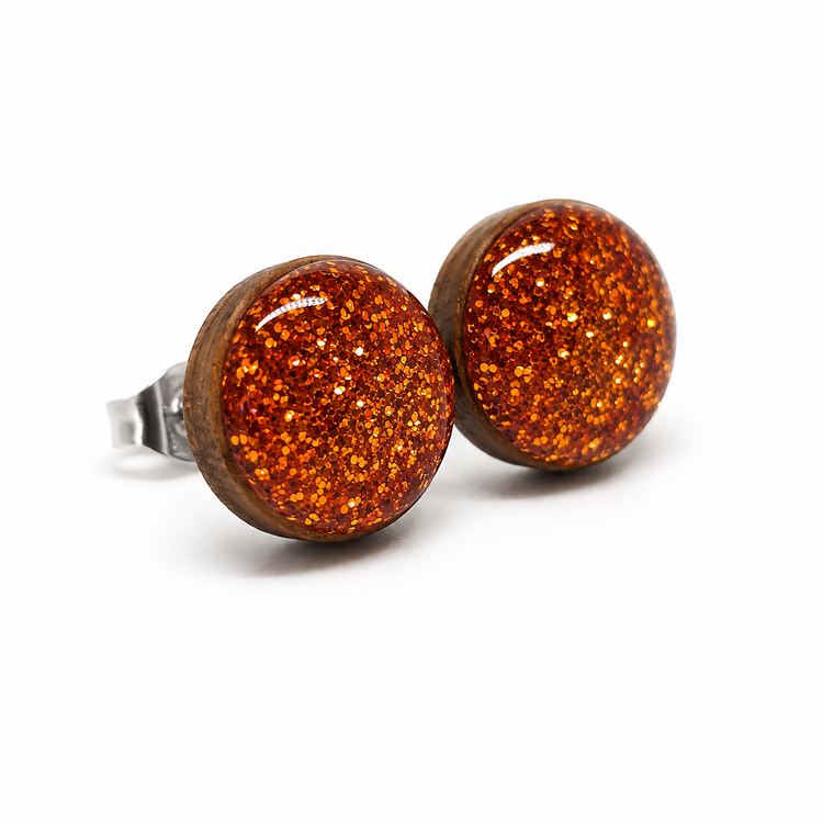 Terracotta Orange Sparkle Stud Earrings by Candi Cove Designs