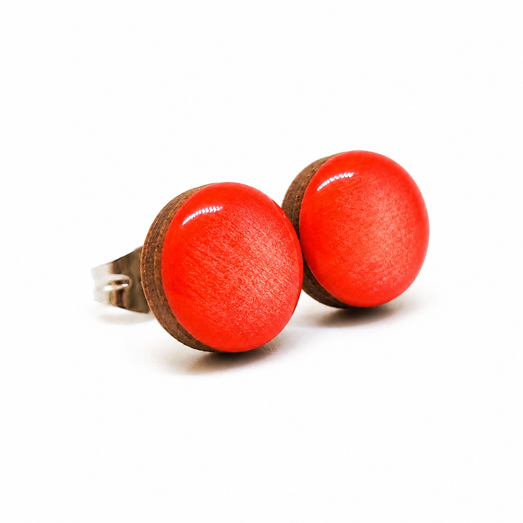 Scarlet Red Shimmer Stud Earrings by Candi Cove Designs