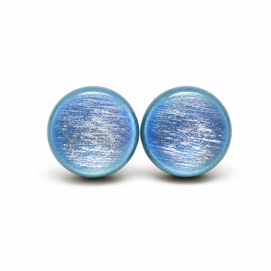 Sky Blue Shimmer Stud Earrings by Candi Cove Designs