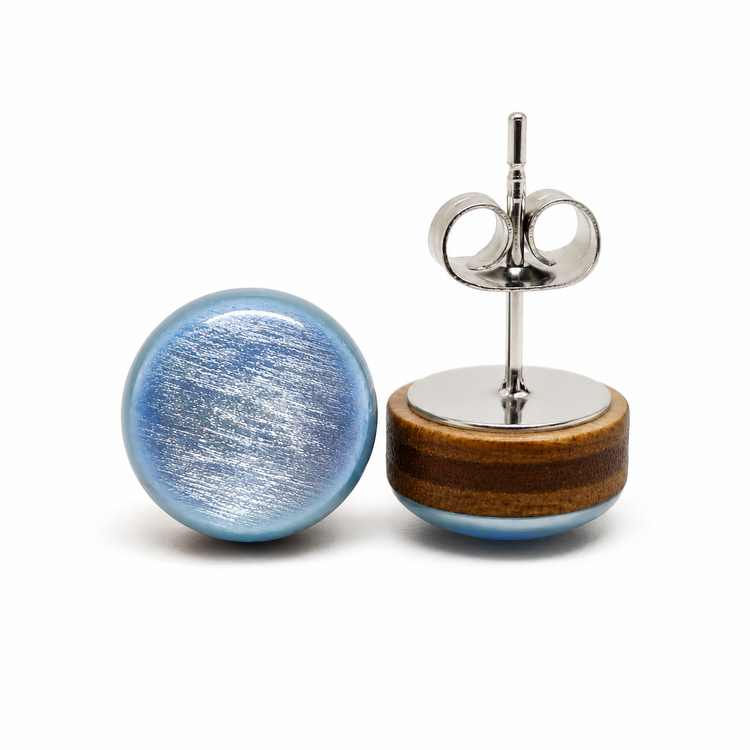 Sky Blue Shimmer Stud Earrings by Candi Cove Designs