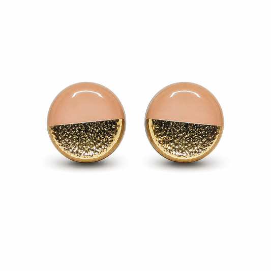 Blush Pink and Gold Faux Hammered Metal Stud Earrings by Candi Cove Designs