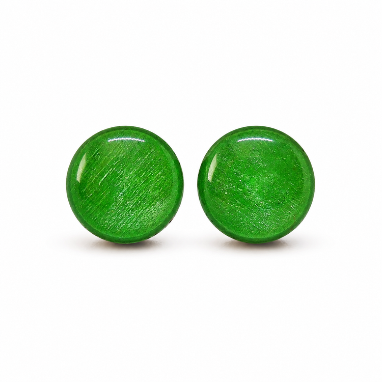 Bright Jade Green Shimmer Stud Earrings by Candi Cove Designs