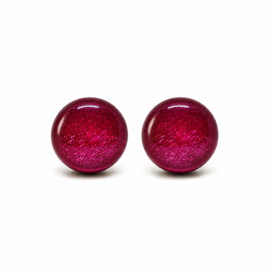 Bright Berry Shimmer Stud Earrings by Candi Cove Designs
