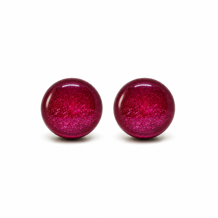 Bright Berry Shimmer Stud Earrings by Candi Cove Designs