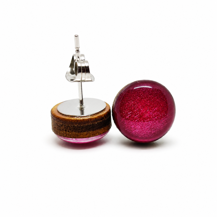 Bright Berry Shimmer Stud Earrings by Candi Cove Designs