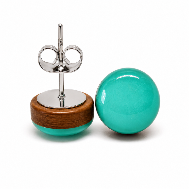Teal Stud Earrings by Candi Cove Designs