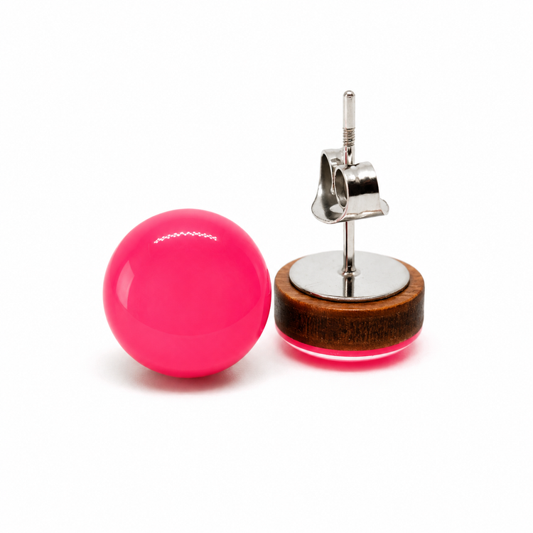 Hot Pink Stud Earrings by Candi Cove Designs