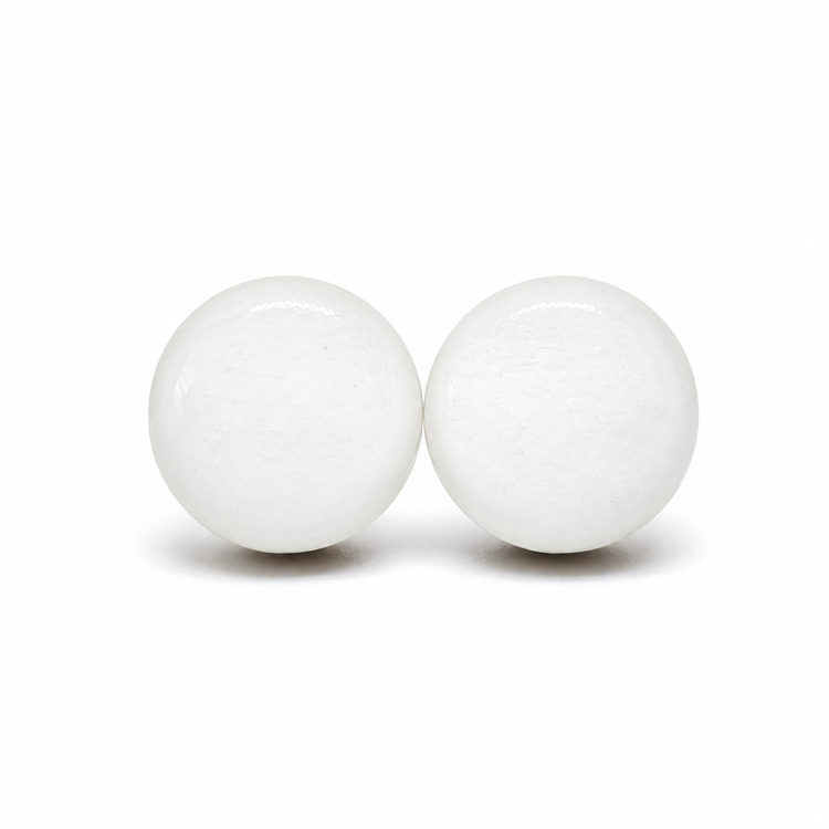 White Stud Earrings by Candi Cove Designs