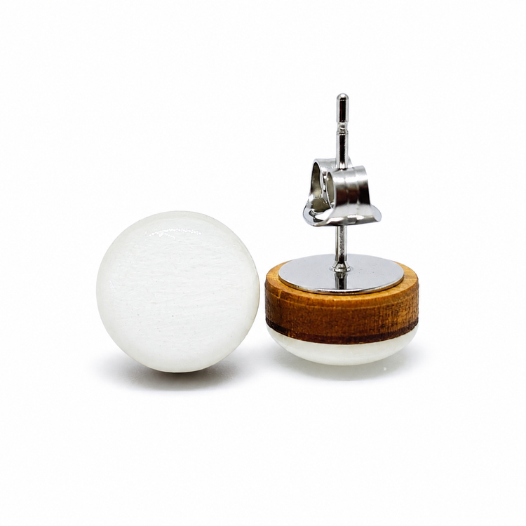 White Stud Earrings by Candi Cove Designs
