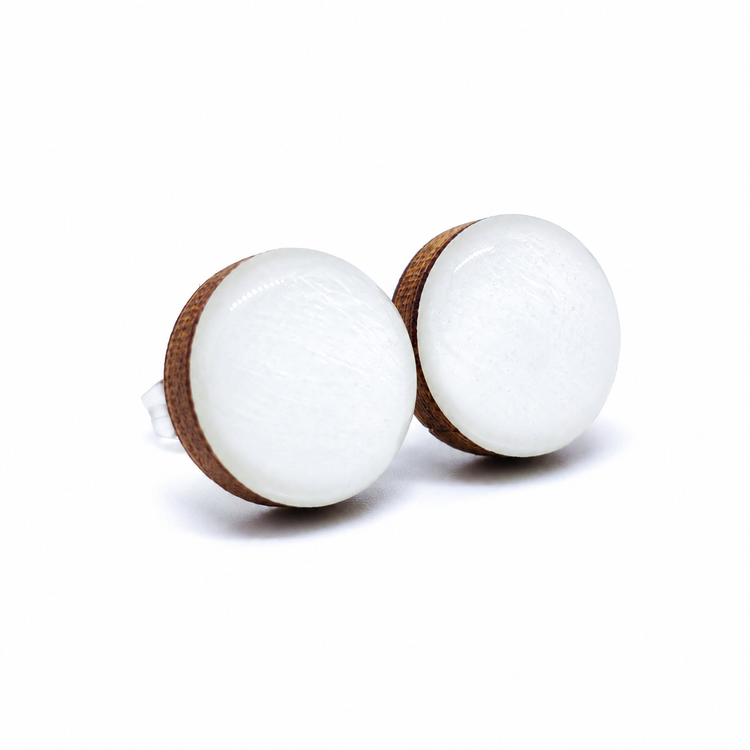 White Stud Earrings by Candi Cove Designs