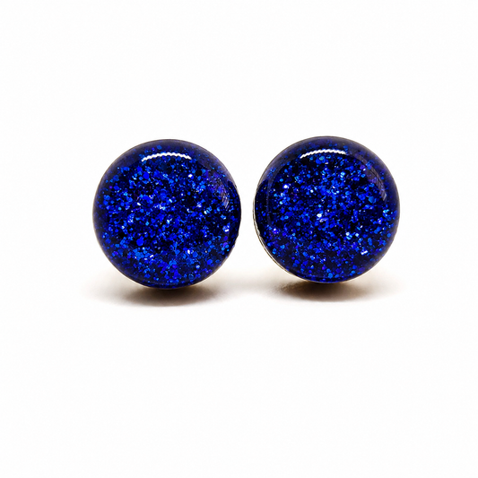 Royal Blue Sparkle Stud Earrings by Candi Cove Designs