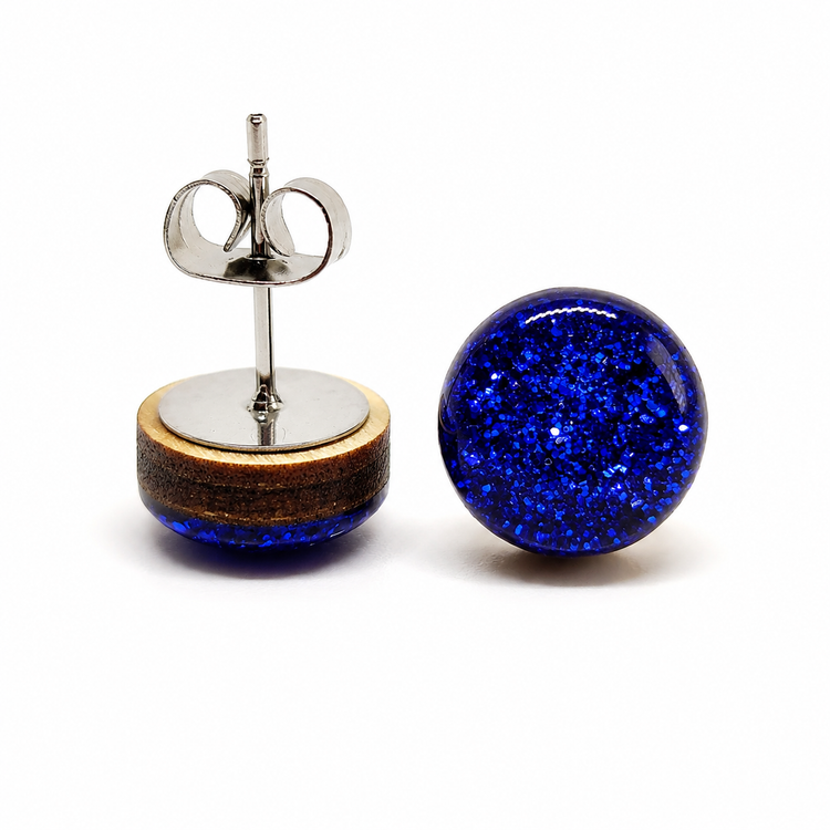 Royal Blue Sparkle Stud Earrings by Candi Cove Designs