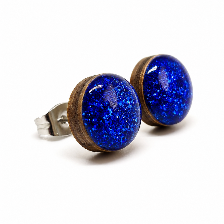 Royal Blue Sparkle Stud Earrings by Candi Cove Designs
