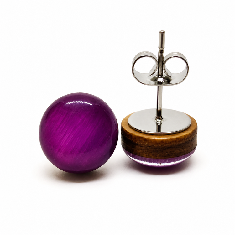 African Violet Purple Stud Earrings by Candi Cove Designs