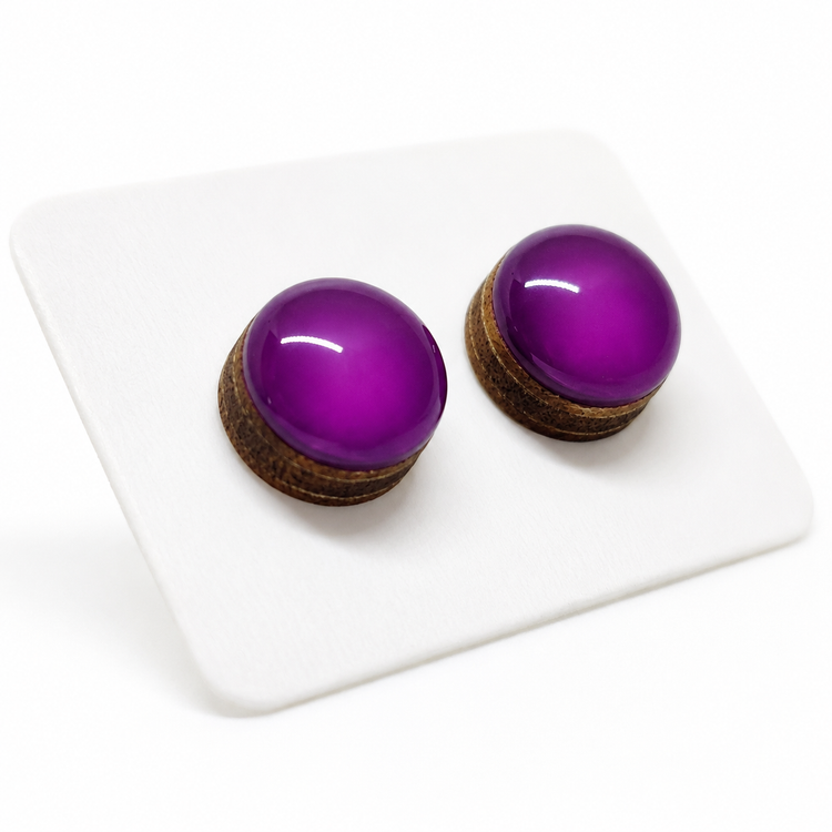 African Violet Purple Stud Earrings by Candi Cove Designs