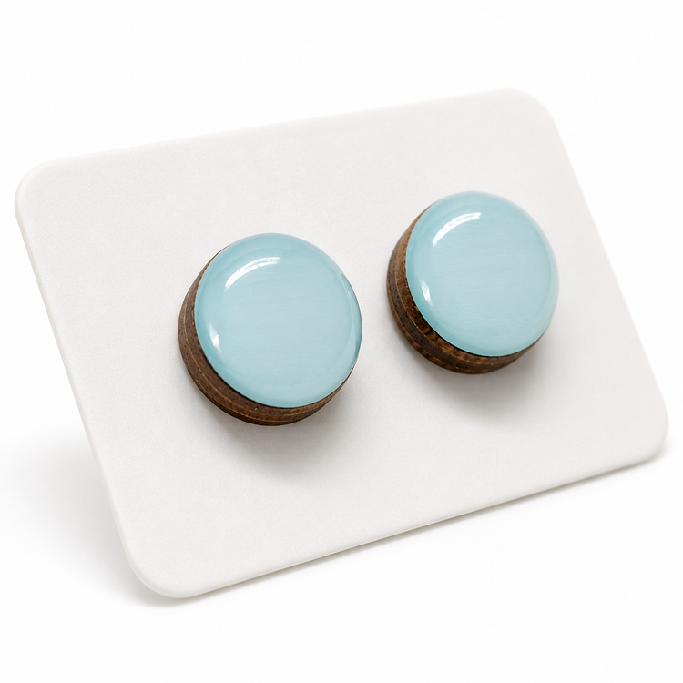 Light Blue Stud Earrings by Candi Cove Designs