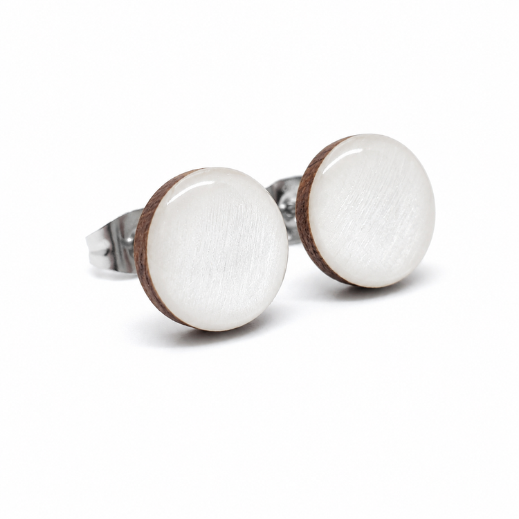 Pearl White Shimmer Stud Earrings by Candi Cove Designs