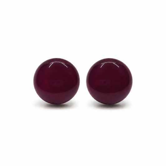 Dark Burgundy Stud Earrings by Stainless Steel Posts Vibrant Color Dot Earrings Candi Cove Designs