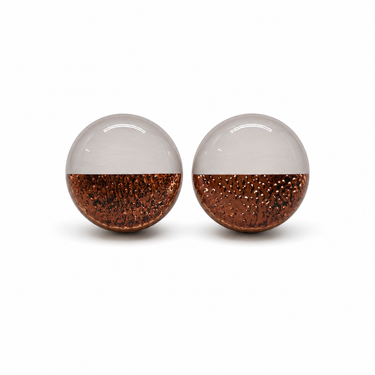 Gray and Rose Gold Faux Hammered Metal Stud Earrings by Candi Cove Designs