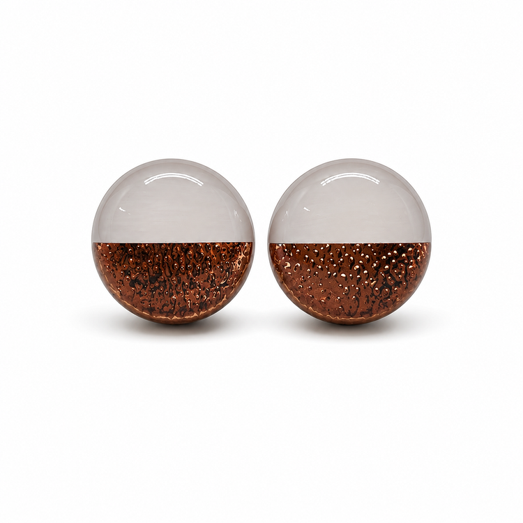 Gray and Rose Gold Faux Hammered Metal Stud Earrings by Candi Cove Designs