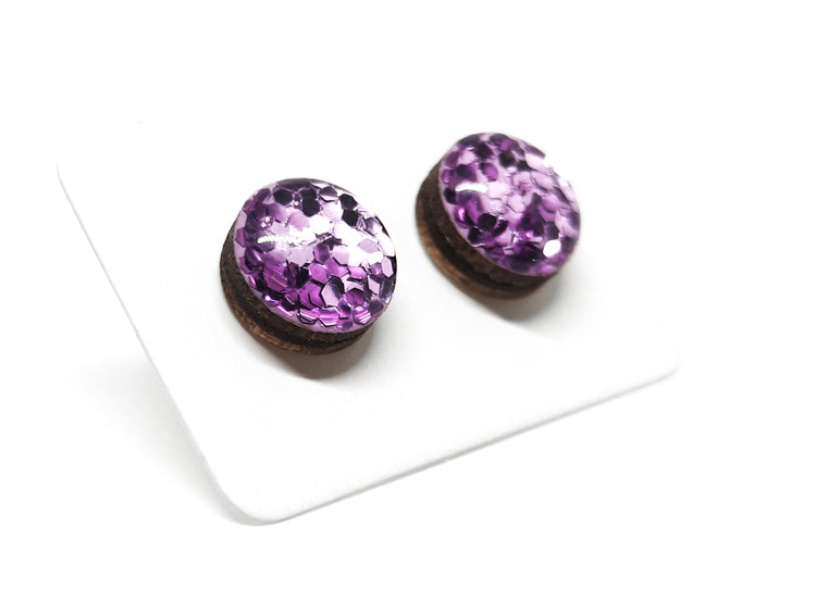 Light Purple Orchid Stud Earrings by Stainless Steel Posts Vibrant Color Dot Earrings Candi Cove Designs