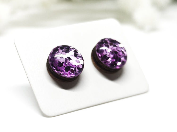 Light Purple Orchid Stud Earrings by Stainless Steel Posts Vibrant Color Dot Earrings Candi Cove Designs