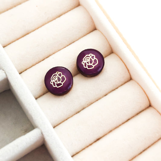 Golden Rose Plum Purple 10 mm Stud earrings by Candi Cove Designs
