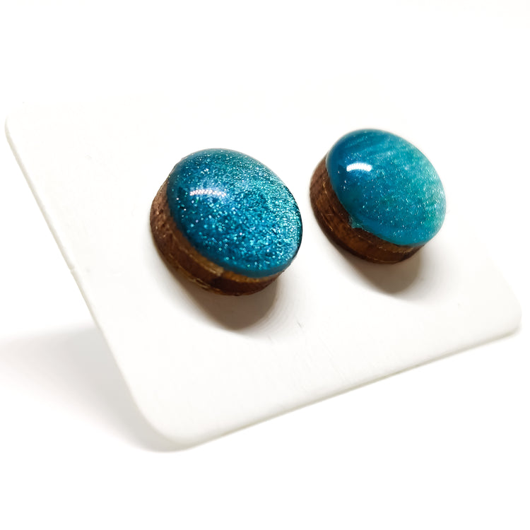 Turquoise Shimmer Stud Earrings by Candi Cove Designs