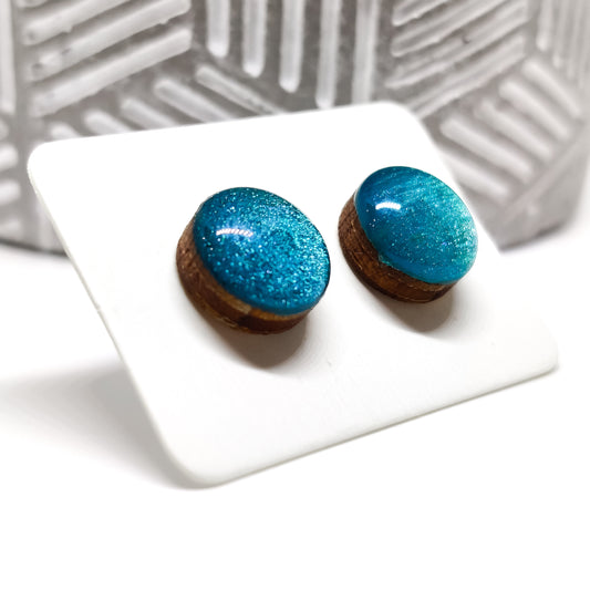 Turquoise Shimmer Stud Earrings by Candi Cove Designs