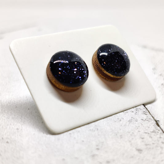Black Sparkle Stud Earrings by Candi Cove Designs