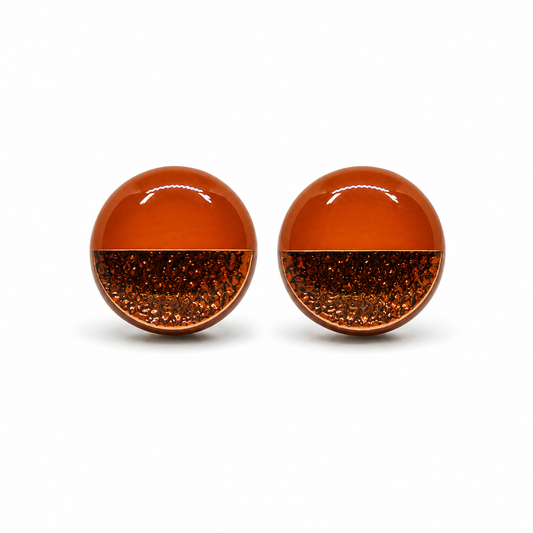 Terracotta And Rose Gold Faux Hammered Metal Stud Earrings by Candi Cove Designs