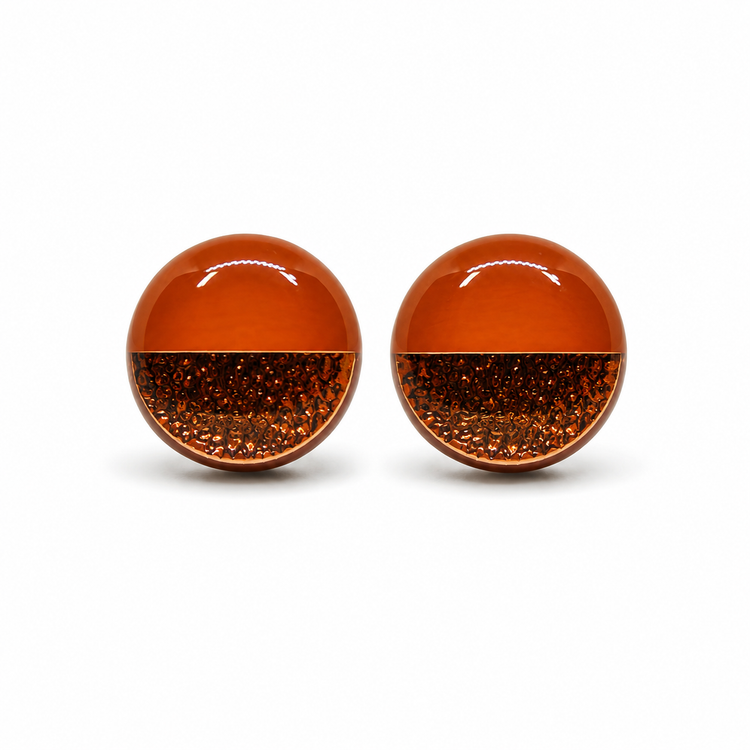 Terracotta And Rose Gold Faux Hammered Metal Stud Earrings by Candi Cove Designs