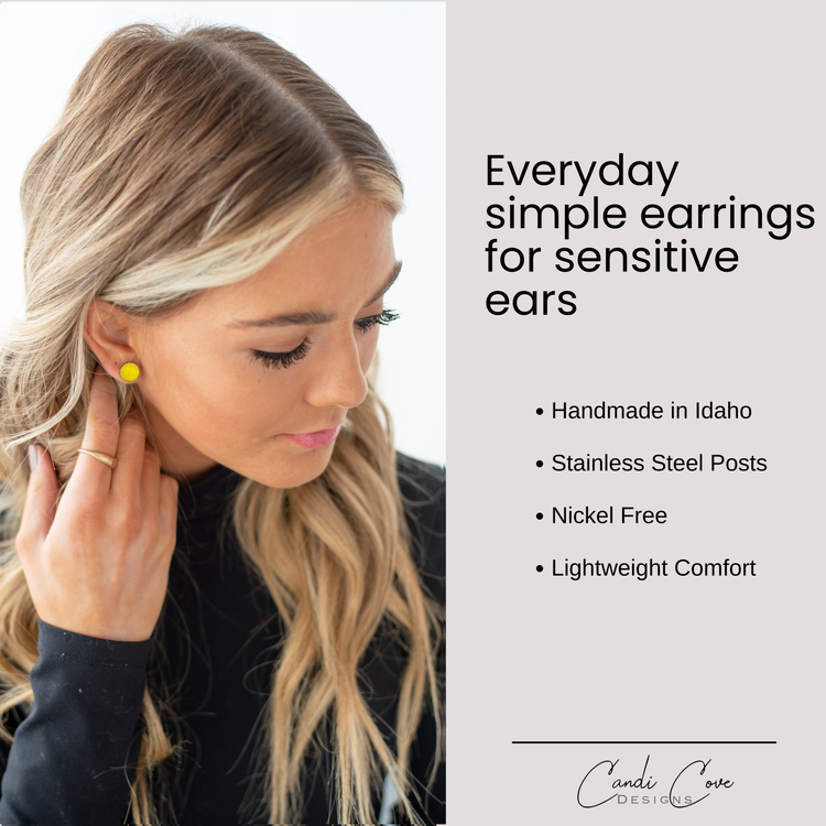 Bright Yellow Stud Earrings by Candi Cove Designs