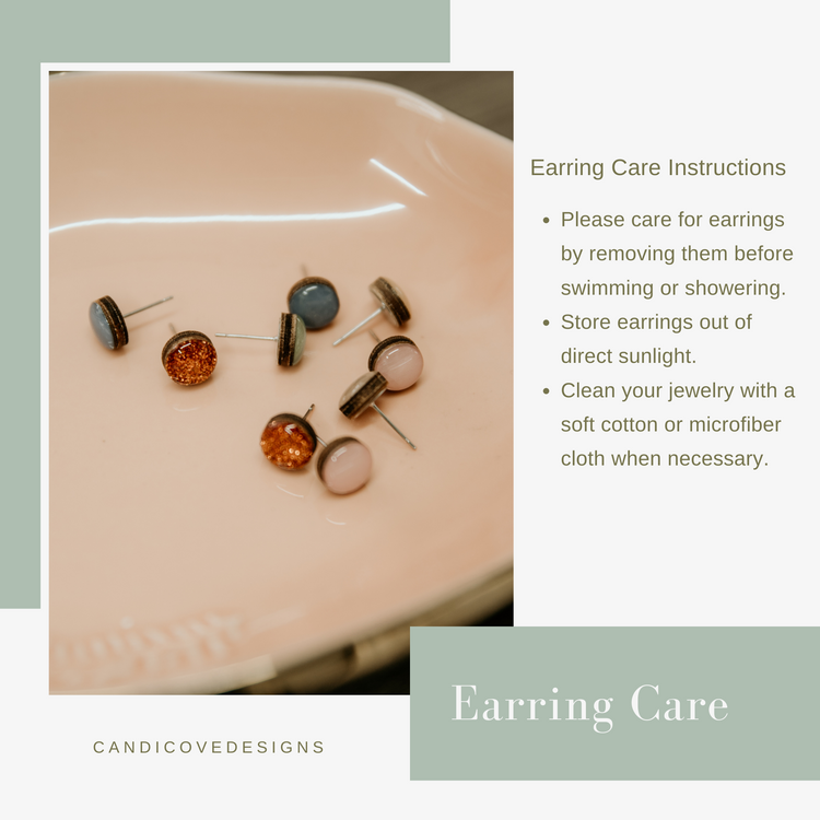 Black Stud Earrings by Candi Cove Designs