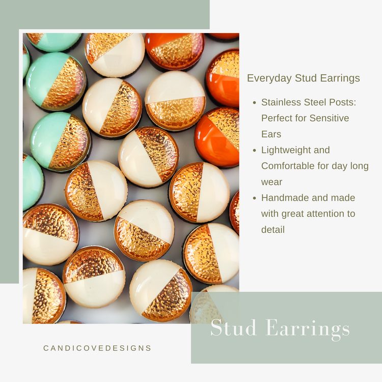Black Stud Earrings by Candi Cove Designs