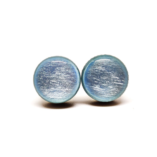 Ice Blue Shimmer Stud Earrings by Candi Cove Designs