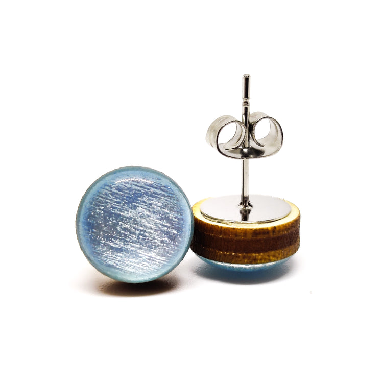 Ice Blue Shimmer Stud Earrings by Candi Cove Designs